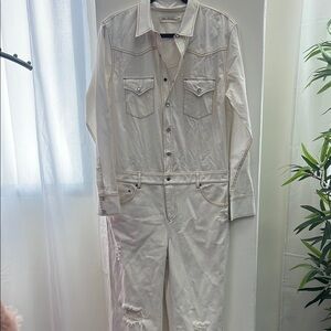 Stylish White Denim Jumpsuit